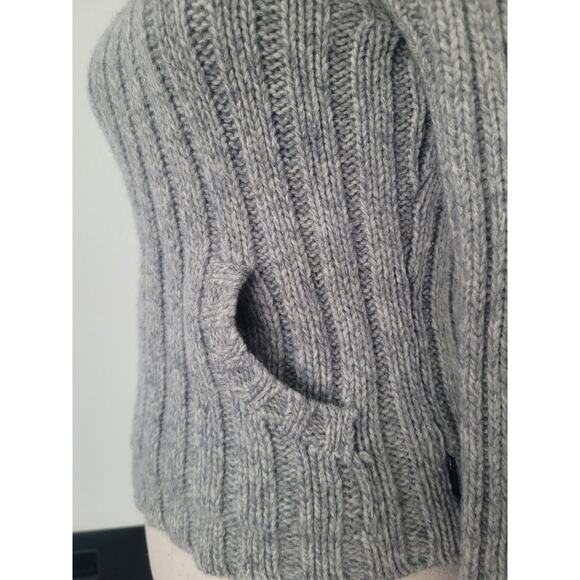 Y2K Abercrombie & Fitch Merino Wool Knit Hooded Pocket Sweater M Preppy Fitted - Picture 5 of 9